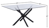 Xander Contemporary Dining Table with Elegant Tempered Glass Top and Stunning Metal Base Design
