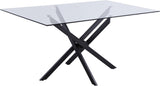 Xander Contemporary Dining Table with Elegant Tempered Glass Top and Stunning Metal Base Design