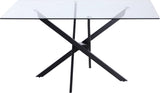 Xander Contemporary Dining Table with Elegant Tempered Glass Top and Stunning Metal Base Design