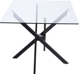 Xander Contemporary Dining Table with Elegant Tempered Glass Top and Stunning Metal Base Design