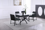 Xander Contemporary Dining Table with Elegant Tempered Glass Top and Stunning Metal Base Design