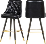 Portnoy Elegant Faux Leather Counter/Bar Stool Set with Button Tufting and Gold Accents, 2-Pack