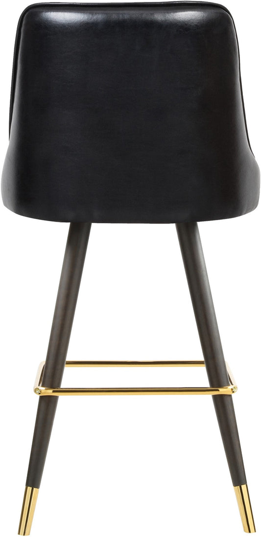 Portnoy Elegant Faux Leather Counter/Bar Stool Set with Button Tufting and Gold Accents, 2-Pack