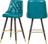 Portnoy Elegant Faux Leather Counter/Bar Stool Set with Button Tufting and Gold Accents, 2-Pack