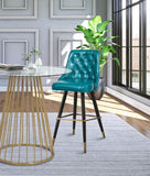 Portnoy Elegant Faux Leather Counter/Bar Stool Set with Button Tufting and Gold Accents, 2-Pack