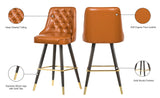 Portnoy Elegant Faux Leather Counter/Bar Stool Set with Button Tufting and Gold Accents, 2-Pack