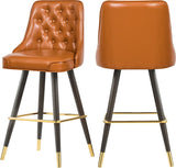 Portnoy Elegant Faux Leather Counter/Bar Stool Set with Button Tufting and Gold Accents, 2-Pack