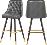 Portnoy Elegant Faux Leather Counter/Bar Stool Set with Button Tufting and Gold Accents, 2-Pack