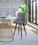 Portnoy Elegant Faux Leather Counter/Bar Stool Set with Button Tufting and Gold Accents, 2-Pack