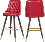 Portnoy Elegant Faux Leather Counter/Bar Stool Set with Button Tufting and Gold Accents, 2-Pack