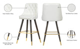 Portnoy Elegant Faux Leather Counter/Bar Stool Set with Button Tufting and Gold Accents, 2-Pack