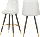 Portnoy Elegant Faux Leather Counter/Bar Stool Set with Button Tufting and Gold Accents, 2-Pack