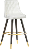 Portnoy Elegant Faux Leather Counter/Bar Stool Set with Button Tufting and Gold Accents, 2-Pack