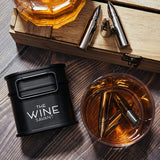 Whiskey Stones Ammunition Box Bullets Stainless Steel - Set of 6 1.75in Bullet Chillers, The Wine Savant Stainless Steel Whiskey Rocks Bullet Shaped Ice Chillers, Beautiful Case to Take to Go! (Black)