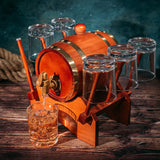 Barrel Decanter with 6 Whiskey Glasses by The Wine Savant