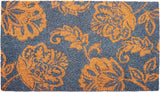 Light Blue Floral Motif Coir Doormat - 17"X30"