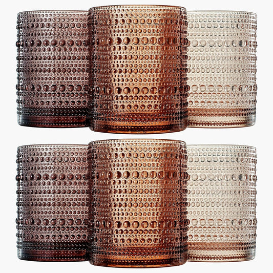 Hobnail Drinking Glasses, Venus Colors Beaded Tumbler | Set of 6