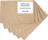 Eco Living Jute Table Placemat, Plain Jute, Set of 6, 18x12"