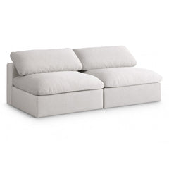 Serene Linen Textured Fabric Deluxe Comfort Modular Armless Sofa