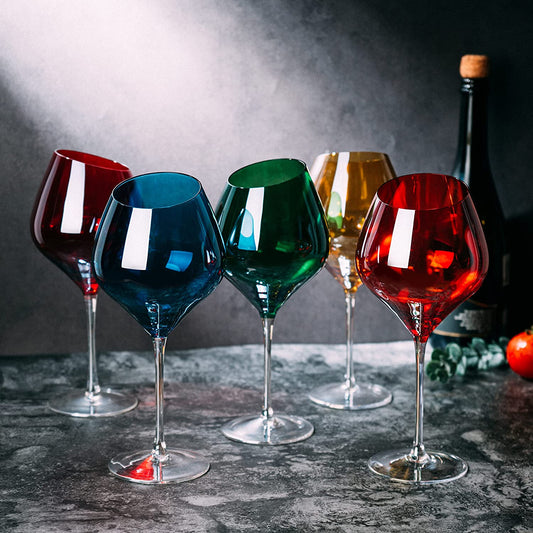 Slanted Rim Colored Wine Glasses – Set of 5
