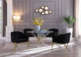 Mercury Acrylic Gold Pedestal Dining Table with Clear Tempered Glass Top for Modern Living Spaces