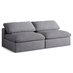 Serene Linen Textured Fabric Deluxe Comfort Modular Armless Sofa