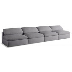 Serene Linen Textured Fabric Deluxe Comfort Modular Armless Sofa