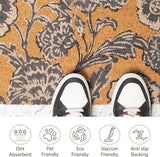 Gray & White Floral Coir Doormat -17"X30"