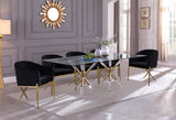 Mercury Acrylic Gold Pedestal Dining Table with Clear Tempered Glass Top for Modern Living Spaces