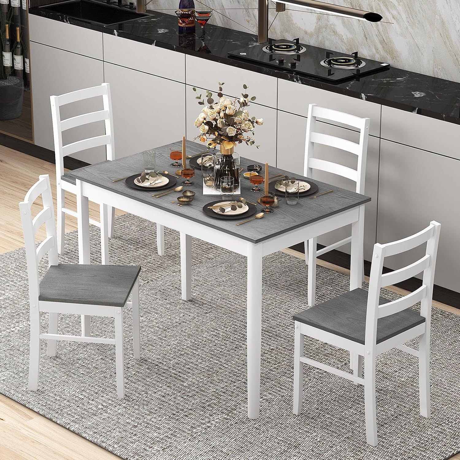 Tangkula 5-Piece Dining Table Set for 4