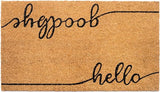 Hello Goodbye Beige Coir Doormat for Entryway - 17x30"