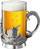 Viking & Mythological Pewter Beer & Water Drinking Glass - 18oz SINGLE - Pint, Whiskey, Rum & Scotch Glass, Elegant, Medieval Crystal Cup, Mug, Goblet, Gifts for Men & Women, Old Fashioned Glass