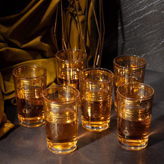 Gold Moroccan Glasses Artisan Hand-Made Multipurpose 220 ml