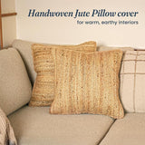Jute Braided Decorative Pillow Cover, 18 x 18 inch, Natural