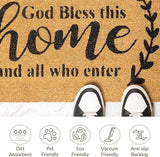 God Bless This Home Coir Doormat - 17x30" Beige/Black