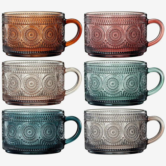 Muted Colored Vintage Coffee Mug Set | Set of 6 | 15oz