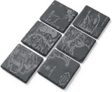 Middle Earth Map Coasters Set of 6 - Fantasy Slate Drink Coasters