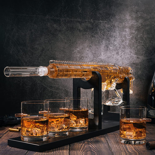 (EU ONLY) AR15 Gun Whisky-Dekanter-Set mit Whiskey-Kugelkühlern