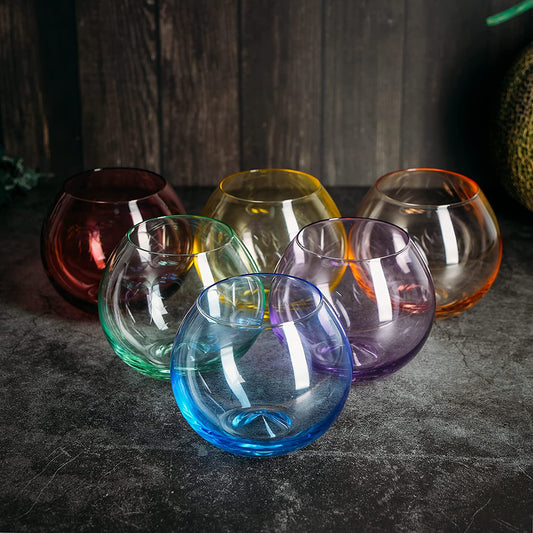 Colored Wine Glass Set, Large 12oz Bubble Glasses Set of 6