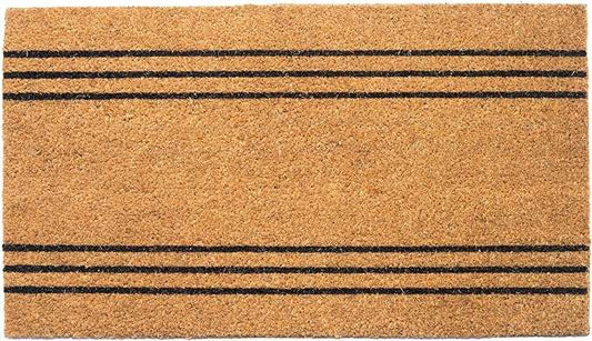 Beige Coir Doormat with Stripes – 17x30" Basic Plain