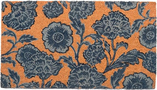 Blue Floral Coir Doormat - 17”x30”