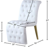 Curve Faux Leather Dining Chairs - Set of 2, Modern Elegance with Gold Legs & Button Tufting