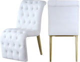Curve Faux Leather Dining Chairs - Set of 2, Modern Elegance with Gold Legs & Button Tufting