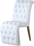 Curve Faux Leather Dining Chairs - Set of 2, Modern Elegance with Gold Legs & Button Tufting