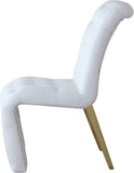 Curve Faux Leather Dining Chairs - Set of 2, Modern Elegance with Gold Legs & Button Tufting