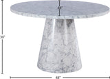 Omni Contemporary 48-Inch Round Dining Table with Realistic Faux Marble Finish for Modern Homes