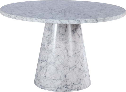 Omni Contemporary 48-Inch Round Dining Table with Realistic Faux Marble Finish for Modern Homes