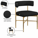 Rivage Dining Chair Set of 2 - Elegant Linen Upholstery with Brushed Gold Frame for Stylish Dining