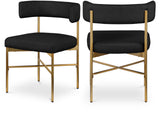 Rivage Dining Chair Set of 2 - Elegant Linen Upholstery with Brushed Gold Frame for Stylish Dining
