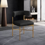 Rivage Dining Chair Set of 2 - Elegant Linen Upholstery with Brushed Gold Frame for Stylish Dining